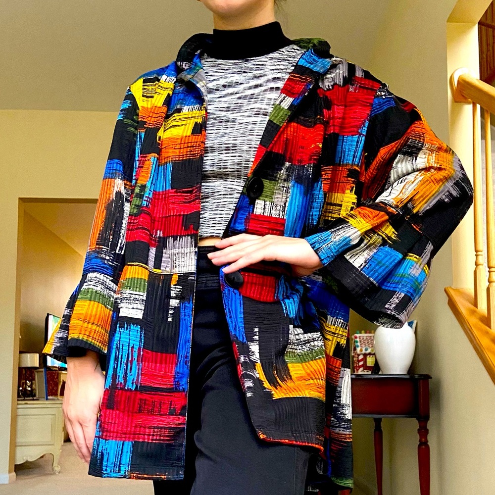 Ali Miles Multicolor Abstract Blazer